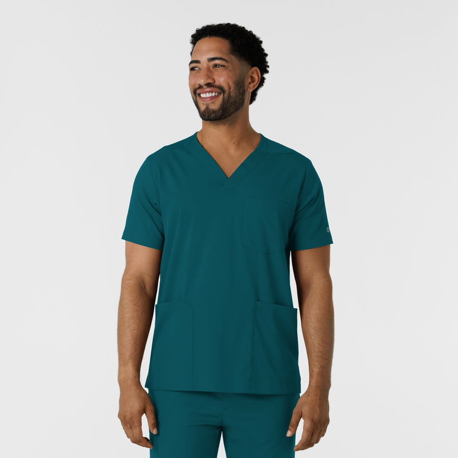 Boundless Men's Multi Pocket V-Neck Scrub Top Caribbean