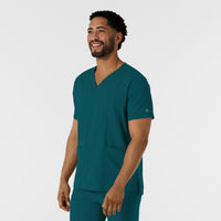 Boundless Men's Multi Pocket V-Neck Scrub Top Caribbean side view
