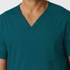 Boundless Men's Multi Pocket V-Neck Scrub Top Caribbean front detail