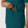Boundless Men's Multi Pocket V-Neck Scrub Top Caribbean hemline detail