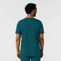 Boundless Men's Multi Pocket V-Neck Scrub Top Caribbean back view
