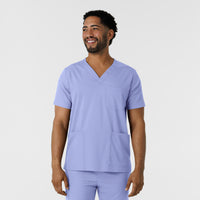 Boundless Men's Multi Pocket V-Neck Scrub Top Ceil Blue