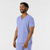 Boundless Men's Multi Pocket V-Neck Scrub Top Ceil Blue side view
