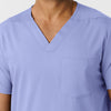 Boundless Men's Multi Pocket V-Neck Scrub Top Ceil Blue front detail
