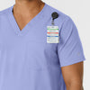 Boundless Men's Multi Pocket V-Neck Scrub Top Ceil Blue side detail 1