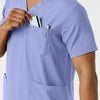 Boundless Men's Multi Pocket V-Neck Scrub Top Ceil Blue side detail 2