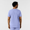 Boundless Men's Multi Pocket V-Neck Scrub Top Ceil Blue back view