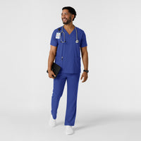 Boundless Men's Multi Pocket V-Neck Scrub Top Galaxy Blue full scrub set