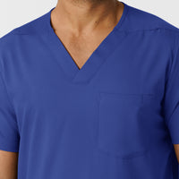 Boundless Men's Multi Pocket V-Neck Scrub Top Galaxy Blue front detail