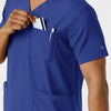 Boundless Men's Multi Pocket V-Neck Scrub Top Galaxy Blue side detail 2
