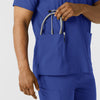 Boundless Men's Multi Pocket V-Neck Scrub Top Galaxy Blue pocket detail