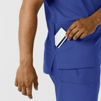 Boundless Men's Multi Pocket V-Neck Scrub Top Galaxy Blue card pocket