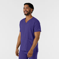 Boundless Men's Multi Pocket V-Neck Scrub Top Grape side view