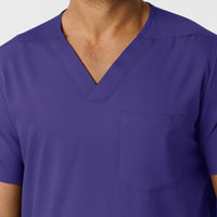 Boundless Men's Multi Pocket V-Neck Scrub Top Grape front detail