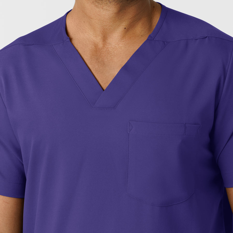 Boundless Men's Multi Pocket V-Neck Scrub Top Grape front detail