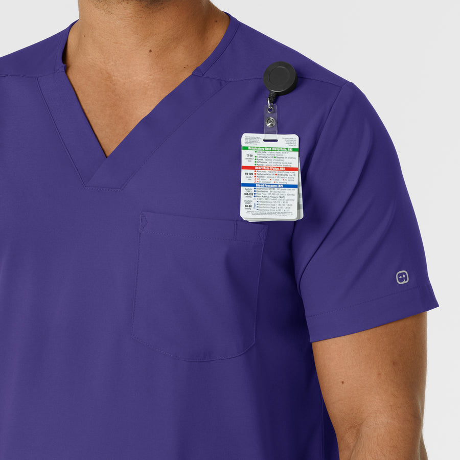 Boundless Men's Multi Pocket V-Neck Scrub Top Grape side detail 1