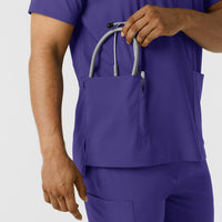 Boundless Men's Multi Pocket V-Neck Scrub Top Grape back detail