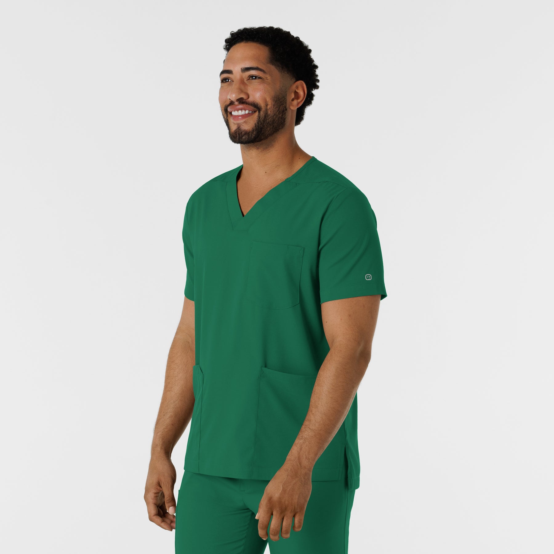 Boundless Men's Multi Pocket V-Neck Scrub Top Hunter side view