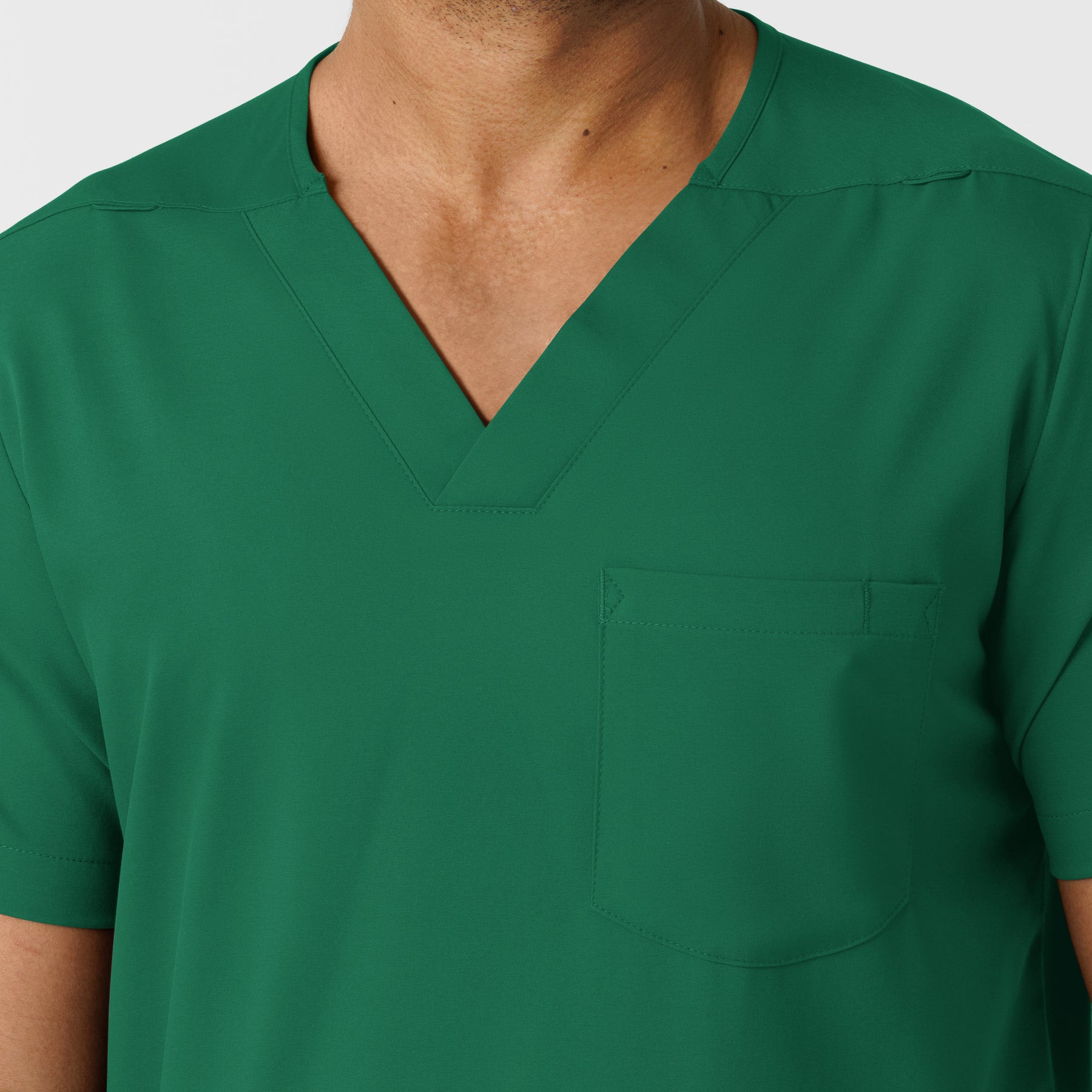 Boundless Men's Multi Pocket V-Neck Scrub Top Hunter front detail