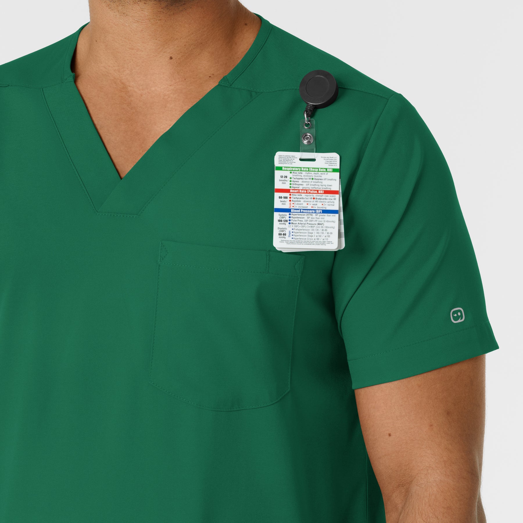 Boundless Men's Multi Pocket V-Neck Scrub Top Hunter side detail 1