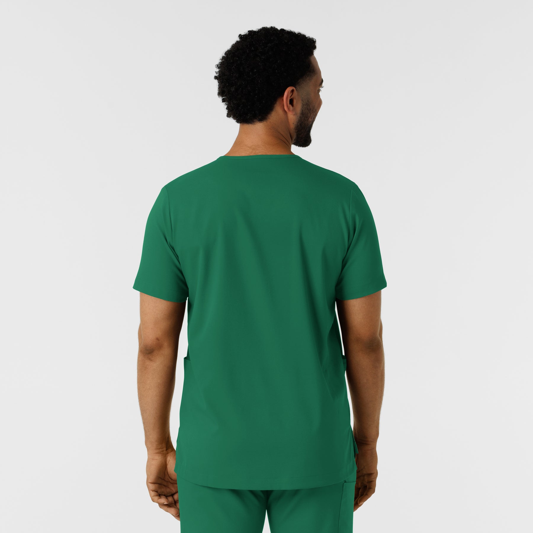 Boundless Men's Multi Pocket V-Neck Scrub Top Hunter back view