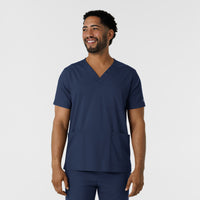 Boundless Men's Multi Pocket V-Neck Scrub Top Navy