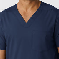 Boundless Men's Multi Pocket V-Neck Scrub Top Navy front detail