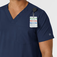Boundless Men's Multi Pocket V-Neck Scrub Top Navy side detail 1