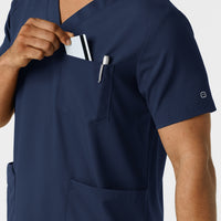 Boundless Men's Multi Pocket V-Neck Scrub Top Navy side detail 2