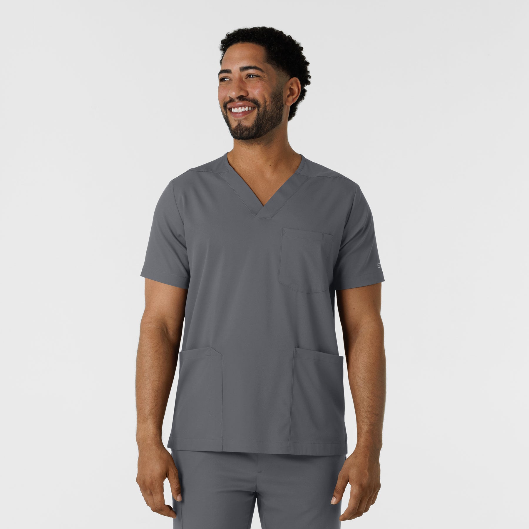 Boundless Men's Multi Pocket V-Neck Scrub Top Pewter