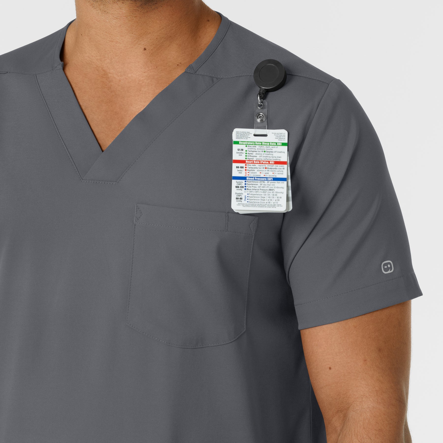 Boundless Men's Multi Pocket V-Neck Scrub Top Pewter side detail 1