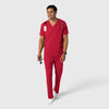 Boundless Men's Multi Pocket V-Neck Scrub Top Red full scrub set