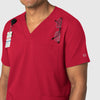 Boundless Men's Multi Pocket V-Neck Scrub Top Red side detail 1