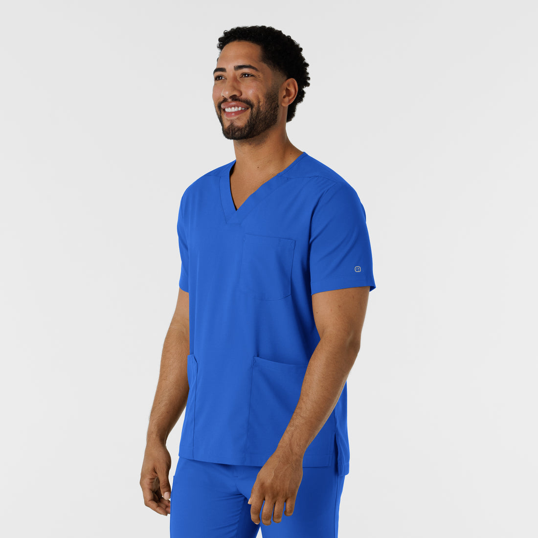 Boundless Men's Multi Pocket V-Neck Scrub Top Royal side view
