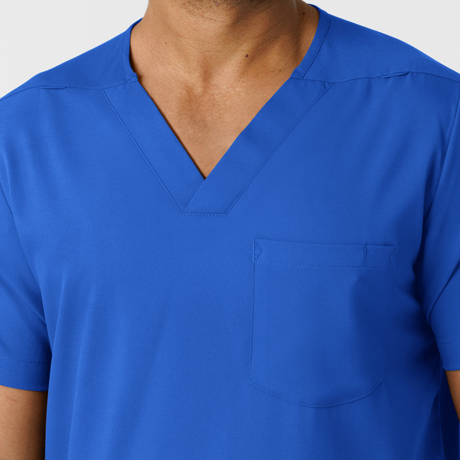 Boundless Men's Multi Pocket V-Neck Scrub Top Royal front detail