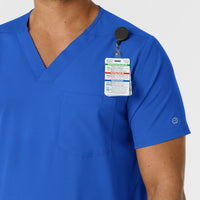 Boundless Men's Multi Pocket V-Neck Scrub Top Royal side detail 1