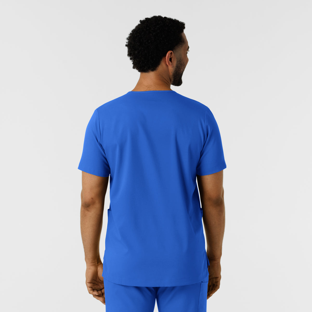 Boundless Men's Multi Pocket V-Neck Scrub Top Royal back view