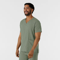 Boundless Men's Multi Pocket V-Neck Scrub Top Sage side view