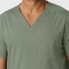 Boundless Men's Multi Pocket V-Neck Scrub Top Sage front detail