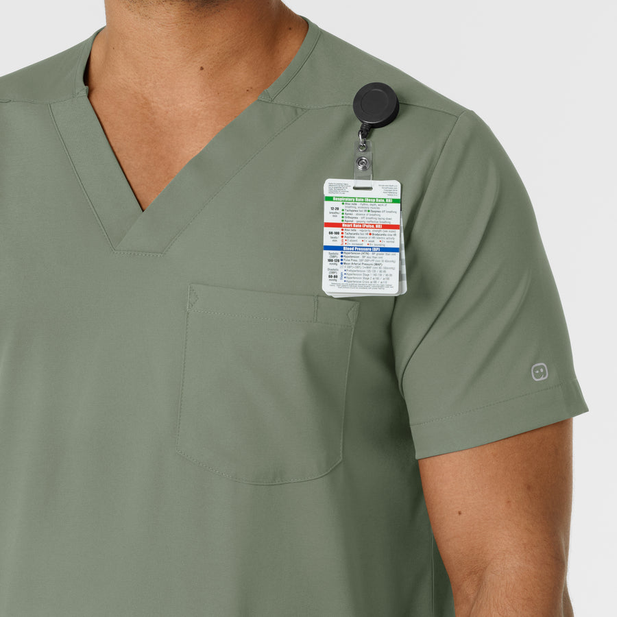 Boundless Men's Multi Pocket V-Neck Scrub Top Sage side detail 1