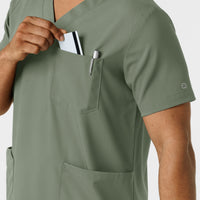 Boundless Men's Multi Pocket V-Neck Scrub Top Sage side detail 2