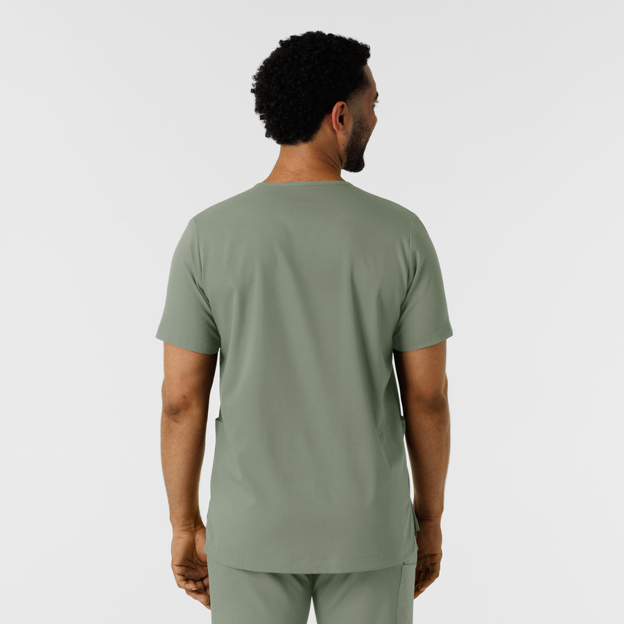 Boundless Men's Multi Pocket V-Neck Scrub Top Sage back view