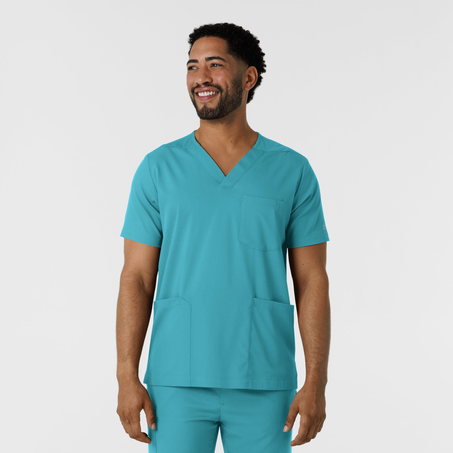 Boundless Men's Multi Pocket V-Neck Scrub Top Teal