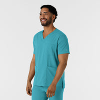 Boundless Men's Multi Pocket V-Neck Scrub Top Teal side view