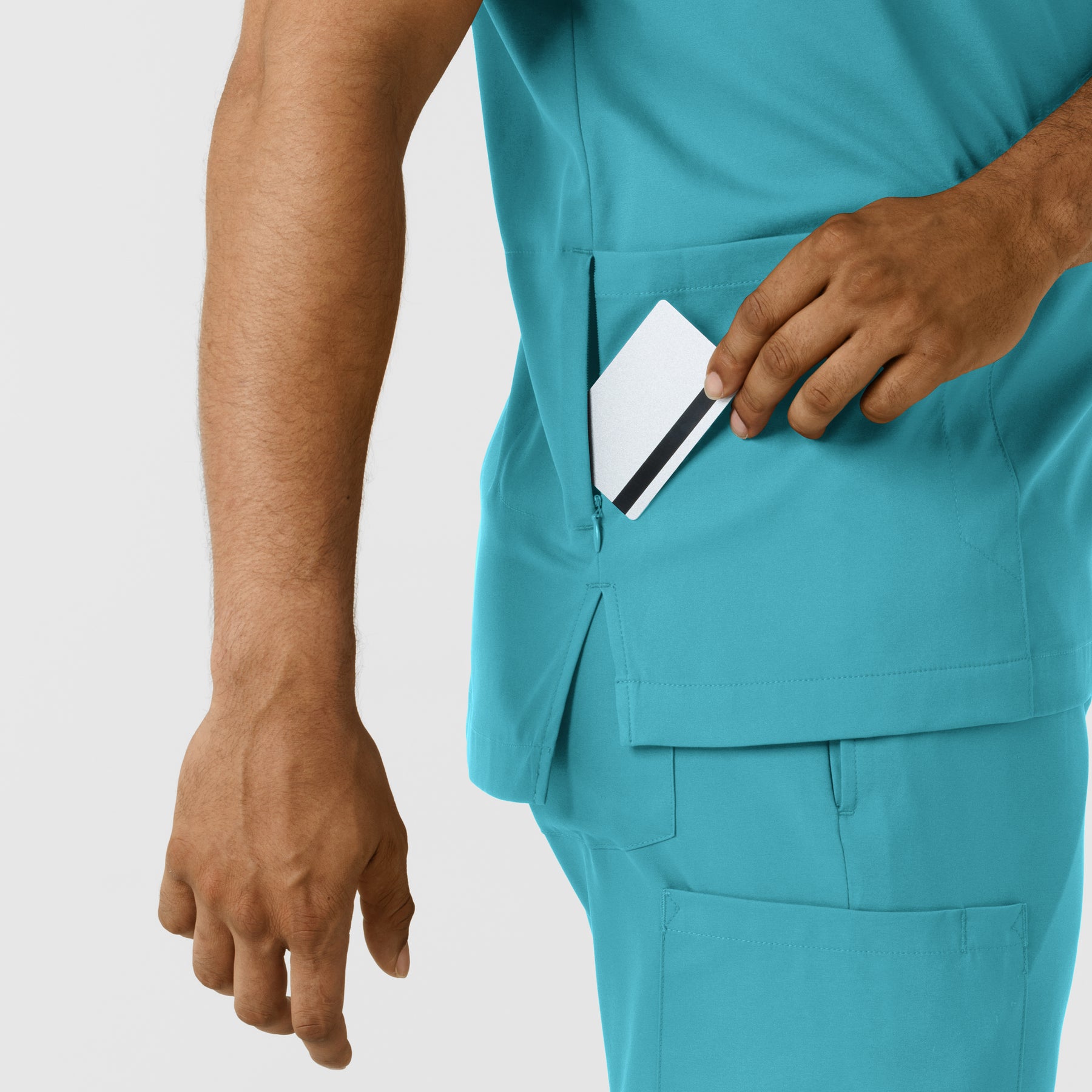 Boundless Men's Multi Pocket V-Neck Scrub Top - Teal
