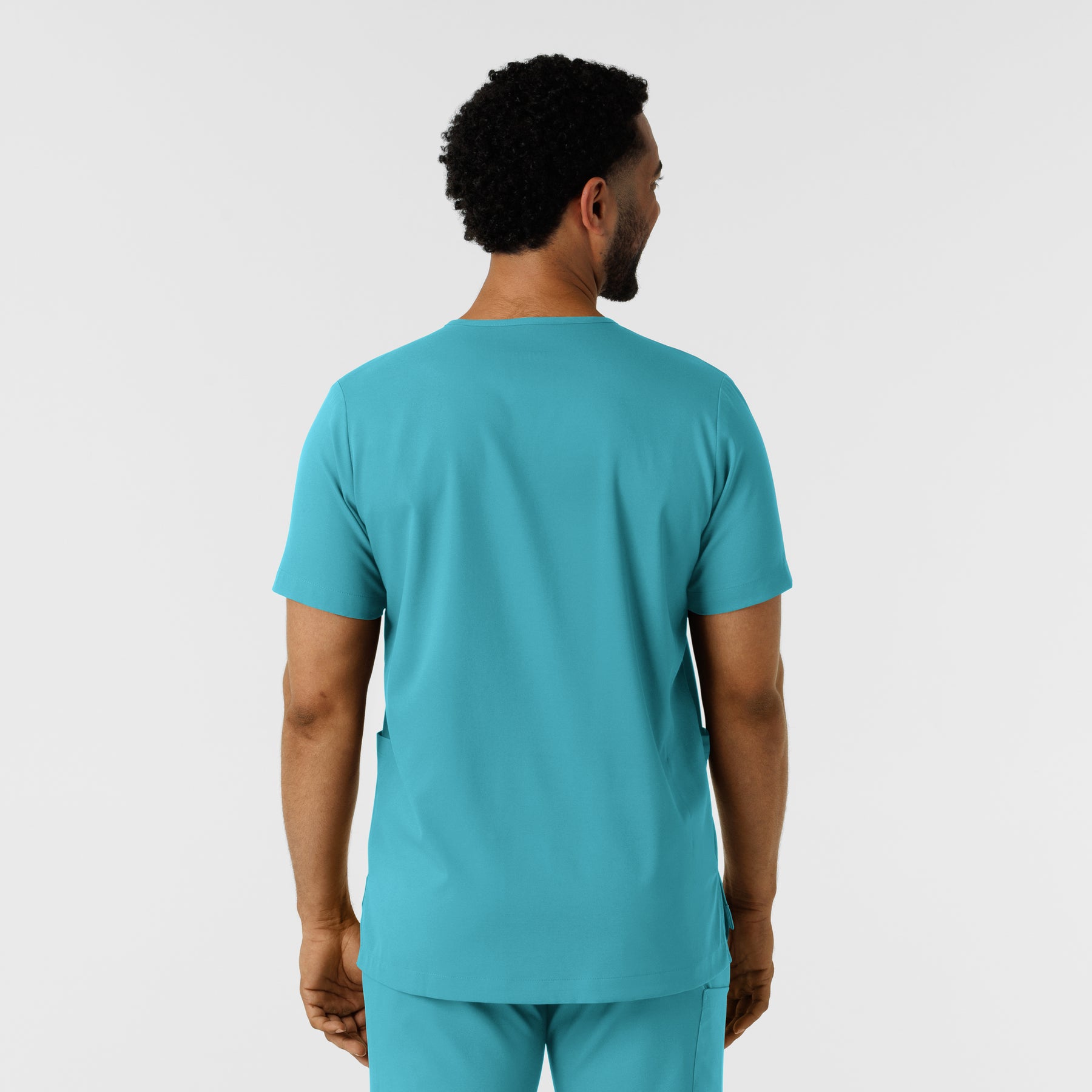 Boundless Men's Multi Pocket V-Neck Scrub Top Teal back view