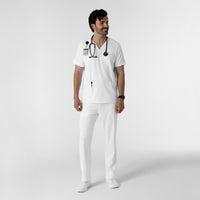 Boundless Men's Multi Pocket V-Neck Scrub Top White full scrub set