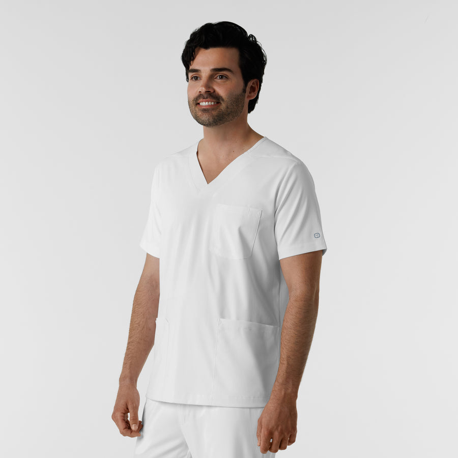 Boundless Men's Multi Pocket V-Neck Scrub Top White side view