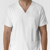 Boundless Men's Multi Pocket V-Neck Scrub Top White front detail