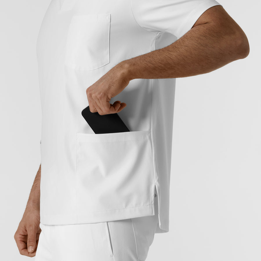 Boundless Men's Multi Pocket V-Neck Scrub Top - White